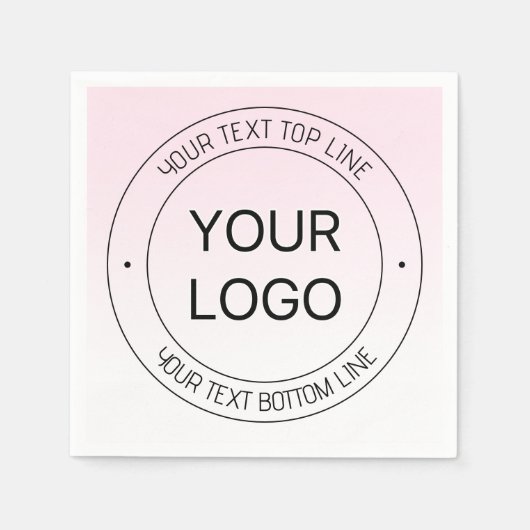 簡単ロゴの置換と編集可能文字ピンクグラデーション スタンダードカクテルナプキン (正面)