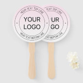 簡単ロゴの置換と編集可能文字ピンクグラデーション ハンドファン (正面&裏面)