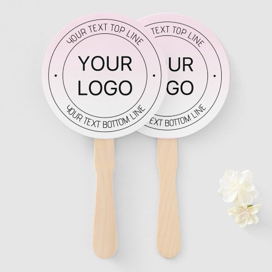 簡単ロゴの置換と編集可能文字ピンクグラデーション ハンドファン (正面&裏面)