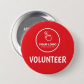 簡単ロゴをアップロードカスタムするボランティアレッド 缶バッジ (正面&裏面)