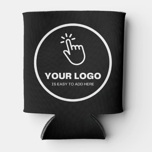 簡単ロゴをアップロードカスタムするLow Minimums Black 缶クーラー (正面)