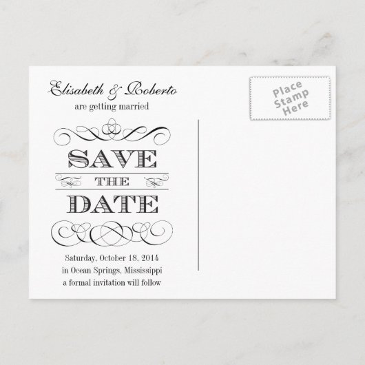 簡単ヴィンテージChalkboard日付を保存 案内ポストカード (裏面)