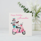 簡単名前をカスタムするオンハッピーバースデーガールスクーター カード (スタンド正面)