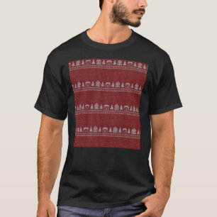 簡単編み物パターンデザイン – 赤の雪の夜SL Tシャツ