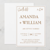 簡単編集可能モダンリーフモノグラム日付の保存 招待状 (正面/裏面)