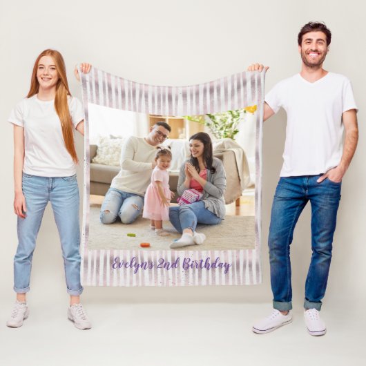 簡単誕生日記念カスタム写真テンプレート フリースブランケット (インサイチュ)