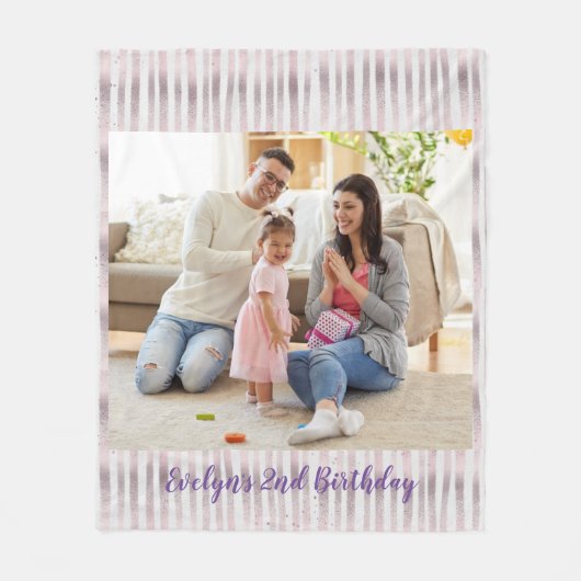 簡単誕生日記念カスタム写真テンプレート フリースブランケット (正面)