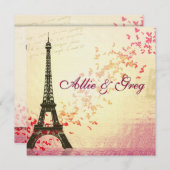 簡単、エレガントでフランスのなテーマの招待のテンプレート 招待状 (正面/裏面)