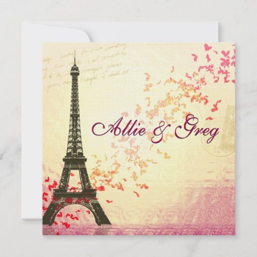 簡単、エレガントでフランスのなテーマの招待のテンプレート 招待状 (正面)