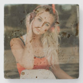 簡単!トラバーチンコースターパーソナライズされた- – イメージを追加 ストーンコースター (正面)