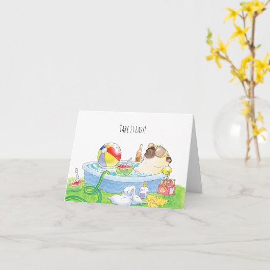 簡単·パグ·カード カード (黄色い花)