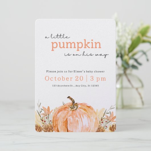 簡単!秋ベビーシャワー招待状 – 追加詳細 招待状 (スタンド正面)