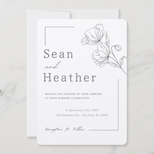 簡単!結婚式招待状 – 独自の詳細の追加 招待状 (正面)