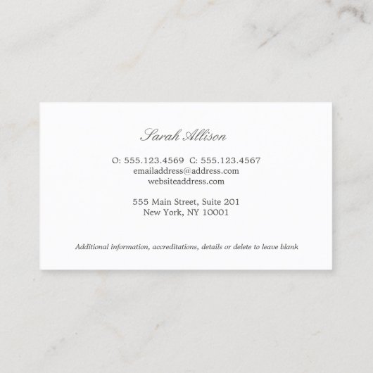 簡易エレガント弁護士ライトアクアビジネスカード 名刺 (裏面)