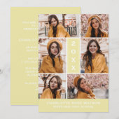 簡易シック写真コラージュ卒業招待状 招待状 (正面/裏面)