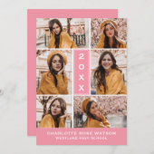 簡易シック写真コラージュ卒業招待状 招待状 (正面/裏面)