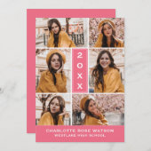 簡易シック写真コラージュ卒業招待状 招待状 (正面/裏面)