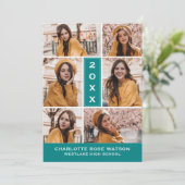 簡易シック写真コラージュ卒業招待状 招待状 (スタンド正面)