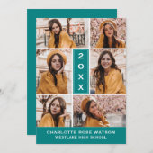 簡易シック写真コラージュ卒業招待状 招待状 (正面/裏面)