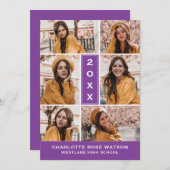 簡易シック写真コラージュ卒業招待状 招待状 (正面/裏面)