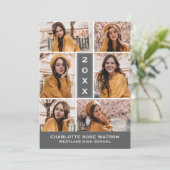 簡易シック写真コラージュ卒業招待状 招待状 (スタンド正面)