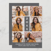 簡易シック写真コラージュ卒業招待状 招待状 (正面/裏面)
