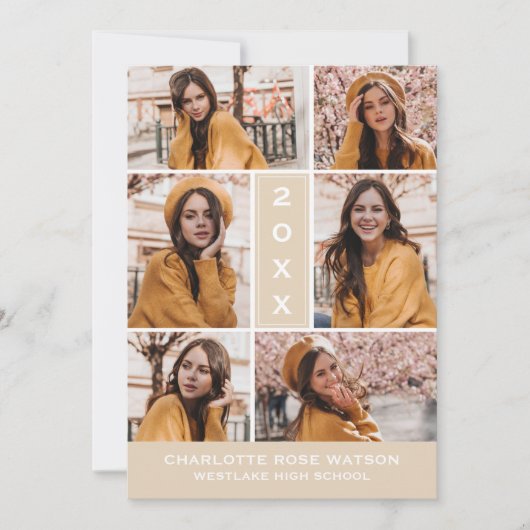簡易シック写真コラージュ卒業招待状 招待状 (正面)