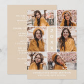 簡易シック写真コラージュ卒業招待状 招待状 (正面/裏面)