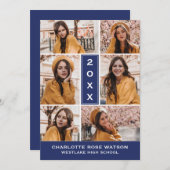 簡易シック写真コラージュ卒業招待状 招待状 (正面/裏面)