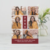 簡易シック写真コラージュ卒業招待状 招待状 (スタンド正面)