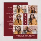 簡易シック写真コラージュ卒業招待状 招待状 (正面/裏面)