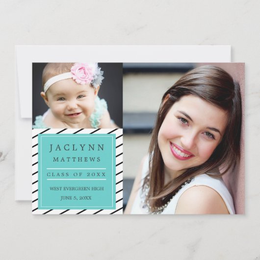 簡易シック写真卒業パーティー招待状 招待状 (正面)