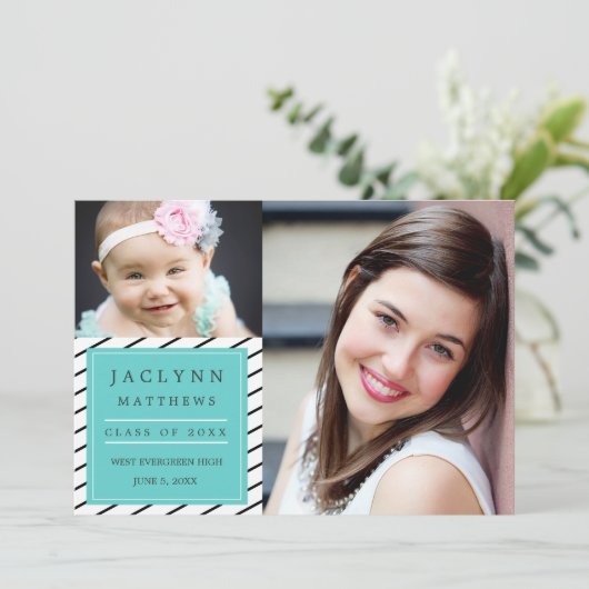 簡易シック写真卒業パーティー招待状 招待状 (スタンド正面)