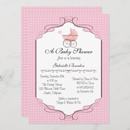 簡易ベビエレガントーシャワーパーソナライズされた招待状 招待状 (正面/裏面)