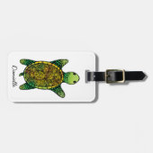 簡易緑色水色インクタ描メ ラゲッジタグ (正面横)