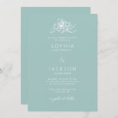 簡易開花シーフォームグリーン結婚ズ 招待状 (正面/裏面)