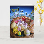 簡易風光明媚なハッピーイースターカード カード (黄色い花)