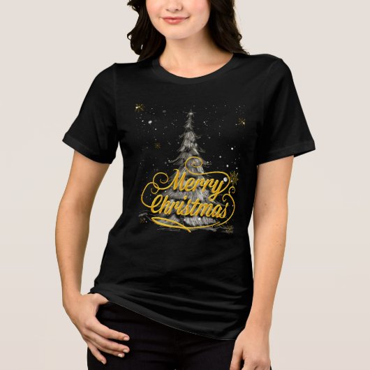 簡潔なクリスマスのキャプションと翻訳 トライブレンドTシャツ (正面)