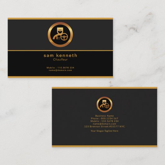 簡潔な黒企業ののミニマリストの運転手 名刺 (正面/裏面)