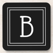 簡略文字モノグラムのイニシャル白黒 コースター (正面)