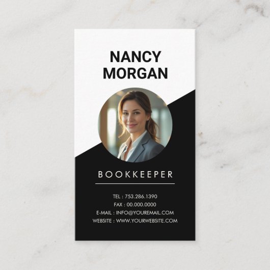 簿記係の会計士の写真 名刺 (正面)
