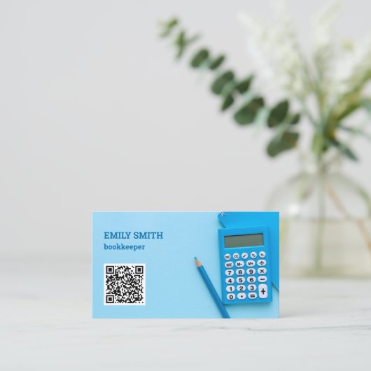 簿記係の会計士のQRコード 名刺 (スタンド正面)