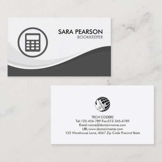 簿記係の会計士会計財務 名刺 (正面/裏面)