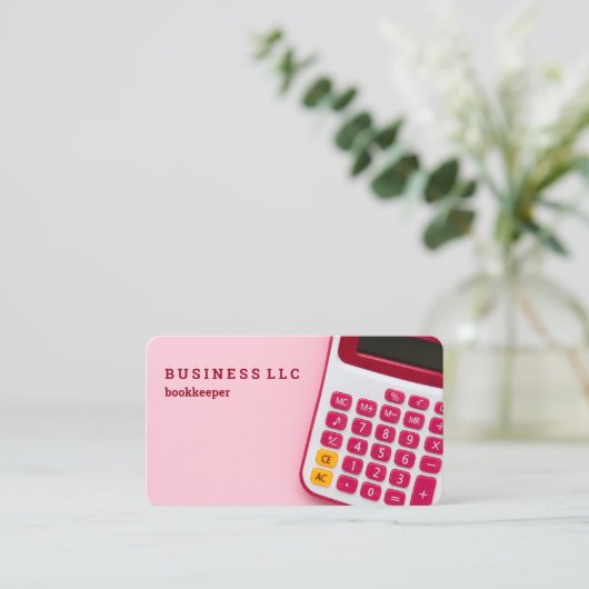 簿記係の会計士（ピンク） 名刺 (スタンド正面)