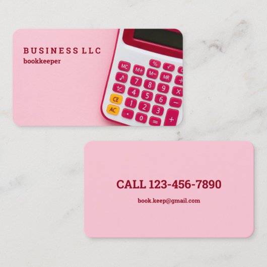 簿記係の会計士（ピンク） 名刺 (正面/裏面)