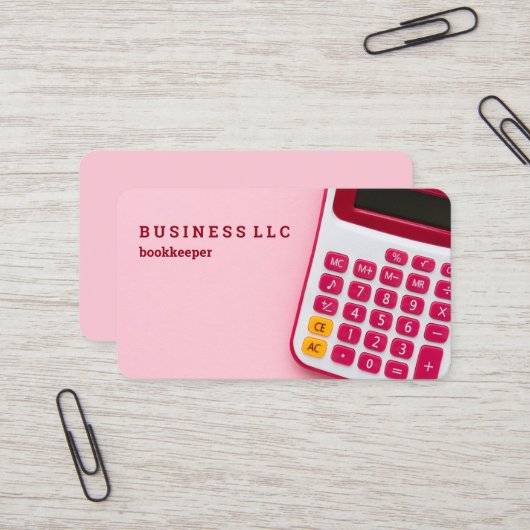 簿記係の会計士（ピンク） 名刺 (正面/裏面インサイチュ)