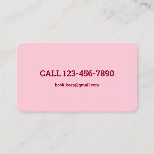 簿記係の会計士(ピンク) 名刺 (裏面)