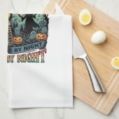 簿記係の日 魔女の夜 ハロウィン フクロウ 本 かぼちゃ キッチンタオル (四つ折り)