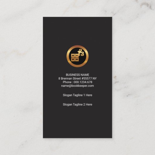 簿記係の金ゴールド数クリエイティブはスタイル衰退しました 名刺 (裏面)