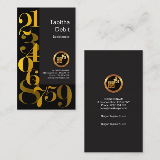 簿記係の金ゴールド数クリエイティブはスタイル衰退しました 名刺 (正面/裏面)